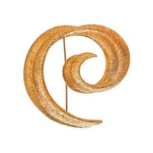 Vintage 1980s Gold Plate Textured Swirl Statement Brooch Pin